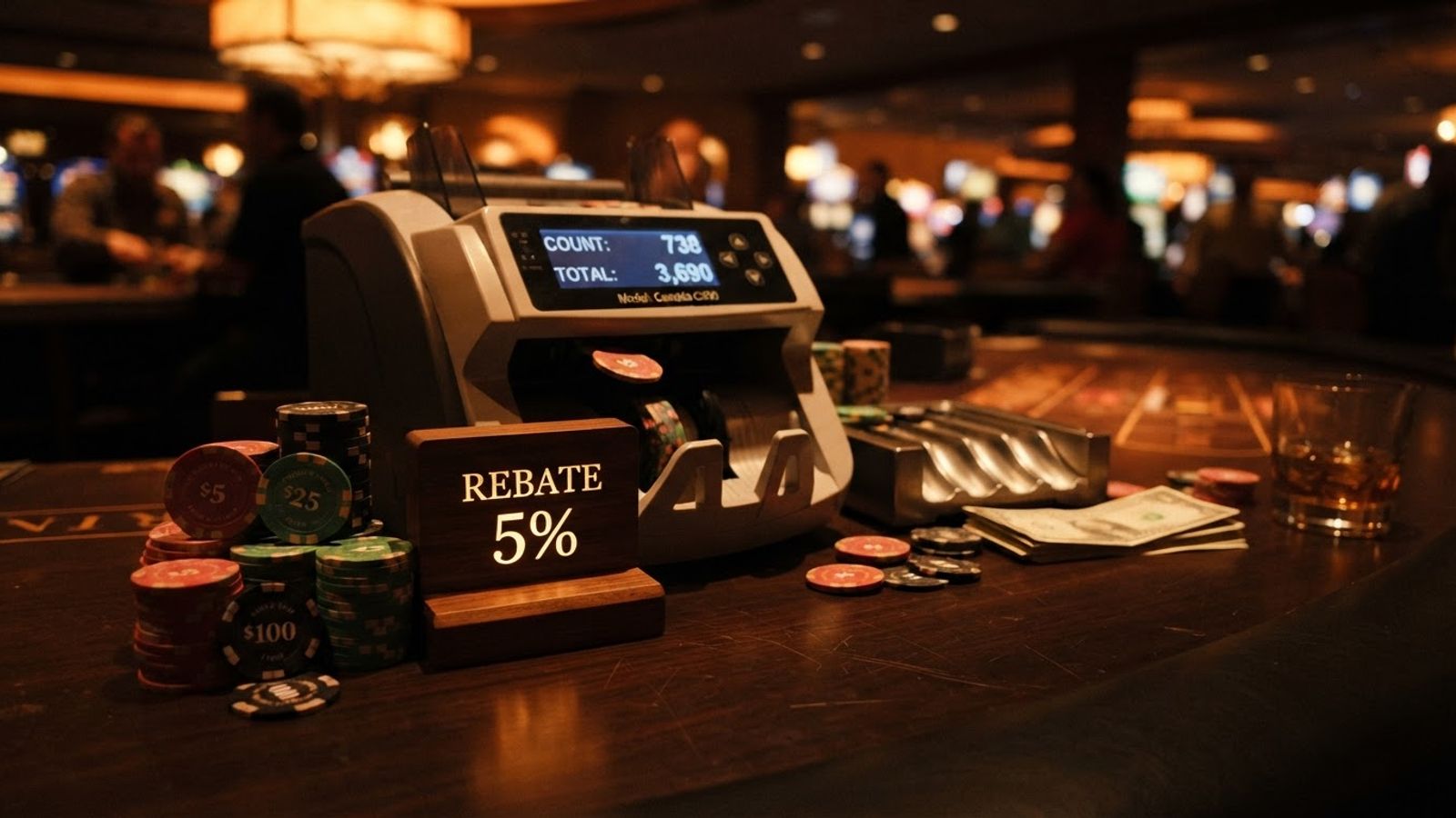 Jetons de casino et compteur de devise pour le remboursement